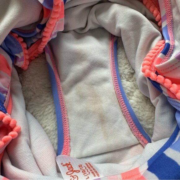 Cat & Jack | Ruffle Sleeve Pom One Piece Swimsuit | Size Large (10/12) - Picture 5 of 7